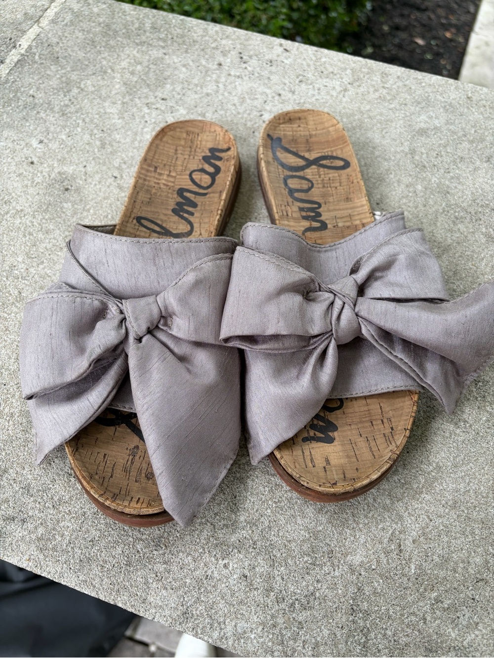 Sam Edelman Gray Bow Slide Sandals Size 7.5
